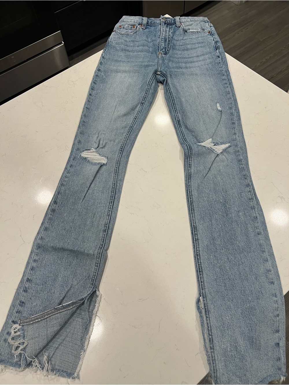 Pistola Distressed Slit Hem Jeans